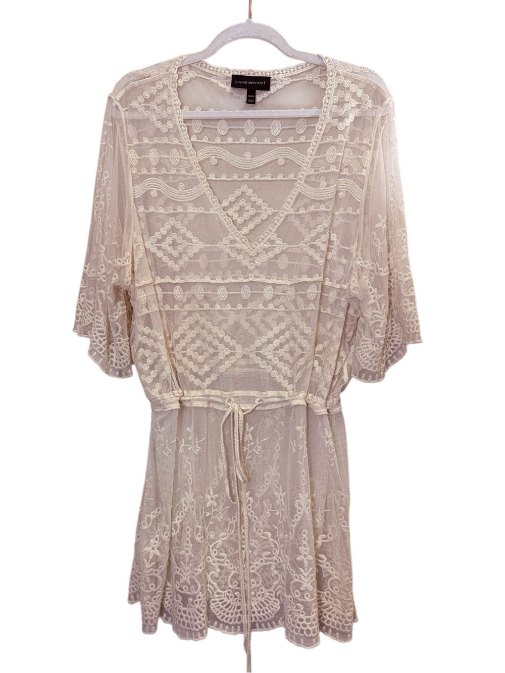 Lane Bryant Cream Lace Sheer Embroidered Romantic Feminine Flowy Tunic Sz 20